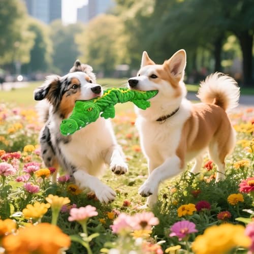 Squeaky Plush Crocodile Dog Toy - Interactive Stuffed Animal for Tug of War