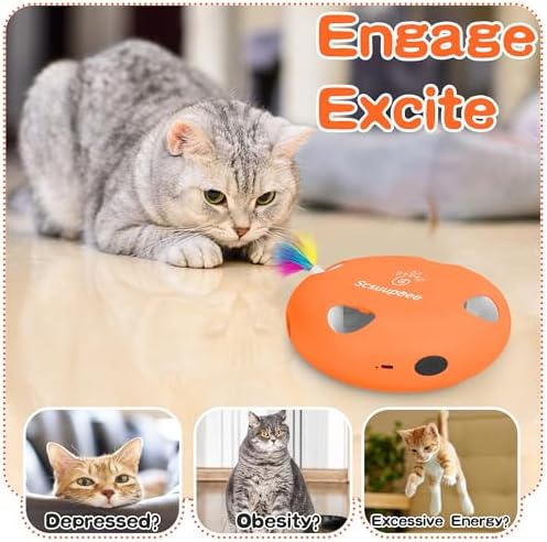 Cat Toys, Rechargeable Interactive Cat Toy, Orange