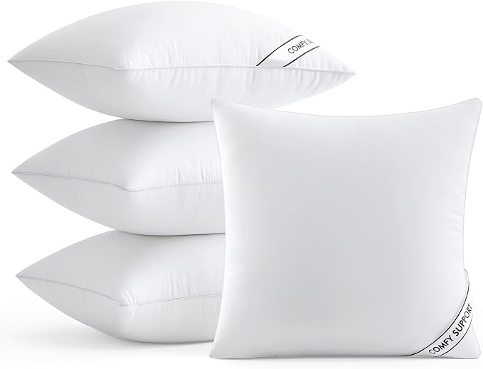 MIULEE 22x22 Pillows Inserts Pack of 4, Down Alternative Virgin Filling | Decorative Pillow Insert, Comfy Support Throw Pillows for Sofa Couch Bed
