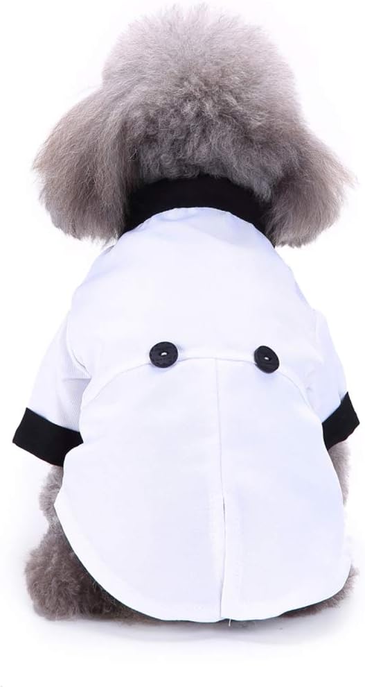 GabeFish Pets Wedding Jacket for Dogs - White Bow Tie Tuxedo Large