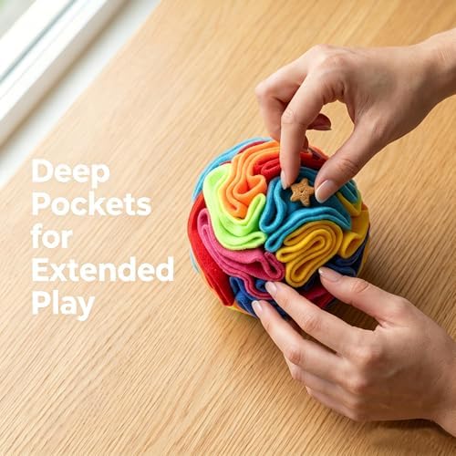 Snuffle Ball for Dogs - Soft Polar Fleece Interactive Puzzle Toy for Mental Stimulation & Boredom - Safe, Plastic-Free Foraging Game & Slow Feeder to Keep Pets Busy Indoors