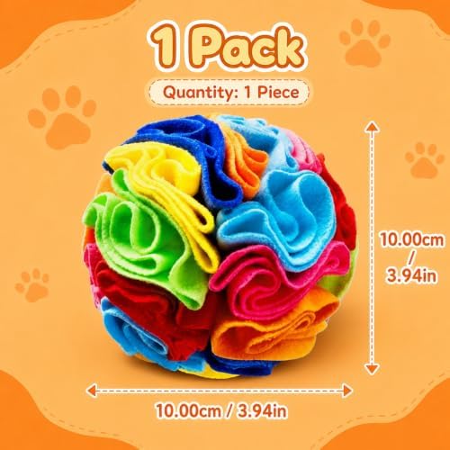 1PCS Snuffle Ball for Dogs, Interactive Slow Feeder Toy with Storage Bag, Keep Pets Occupied, Anxiety Relief for Bored Dogs, 8 Colorful Snuffle Ball with 3.94 Inch Diameter
