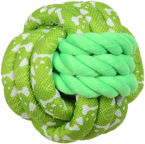 Dog Ball Green, Braided Dog Rope Ball, Dog Chew Toys for Small, Medium Dogs