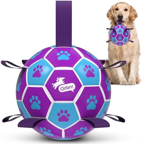QDAN Dog Toy Soccer Ball, Durable Dog Balls for 30-90 lbs Small Medium Dogs