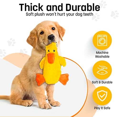 FGA MARKETPLACE Duck and Frog Flat NO Stuffing NO Squeak Plush Dog Toy, Funny Style Will Entertain Your Pet for Hours, Recommended for Small and Medium Dog 21 INCH Long