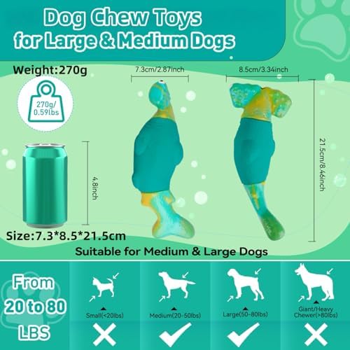 BIKIISEN Dog Toys for Aggressive Chewers, Squeaky Tough Chew Toys | Interactive Dog Chew Toys for Large Dogs, Dog Toys Keep Them Busy, Gift Toys for Medium/Large Breed (Green)