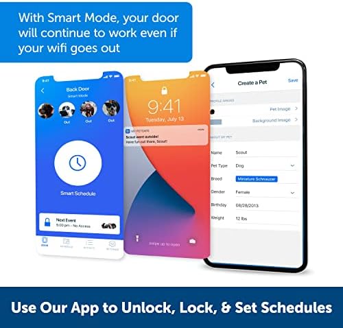 Bundle of PetSafe SmartDoor Connected Pet Door & Power Adaptor - Selective Entry and Exit for Dogs and Cats - App Enabled Pet Door, Smartphone Controlled, Custom Schedules, Multiple Pets - Medium