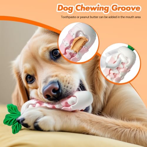 Durable Puppy Teething Toy, Squeaky Carrot Dog Toy