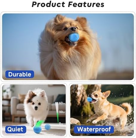 Interactive Small Dog Toy Ball, 2 Inch Smart Jumping Ball for Puppy/Small Dogs, Activated Automatic Bouncing Moving Vibrating, Dog Toy for Small Dogs to Keep Them Busy（Sky Blue）