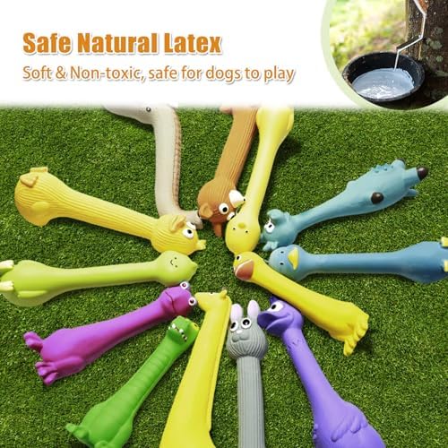 SCHITEC Latex Squeaky Dog Toys, Animal Toy Set for Small Puppies & Medium Breed Dogs, Interactive Puppy Play for Boredom Relief