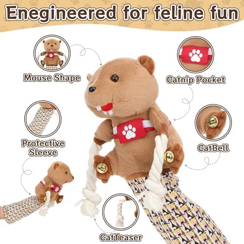Cat Wrestling Glove - Cat Puppet Wrestler Toy with Tough Padding for Safe Interactive Play, Cat & Dog Wrestling Interactive Toy with Fish Toys, Kids & Pet Safe for Training & Exercise (B)