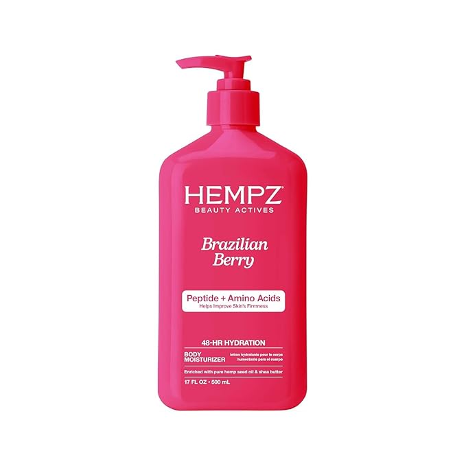 Hempz Brazilian Berry Beauty Actives Lotion with Peptides and Amino Acids, Hydrating and Firming Moisturizer for Body, Hands and Feet 17 oz.