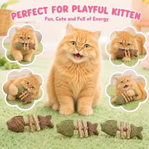 Silvervine Cat Toy Catnip Chew Stick for Indoor Kitten Teething Cleaning Dental Care Natural Comfort Adult Gatos Set to Play Alone Blend Fishing Aesthetic Fish Bone Shape