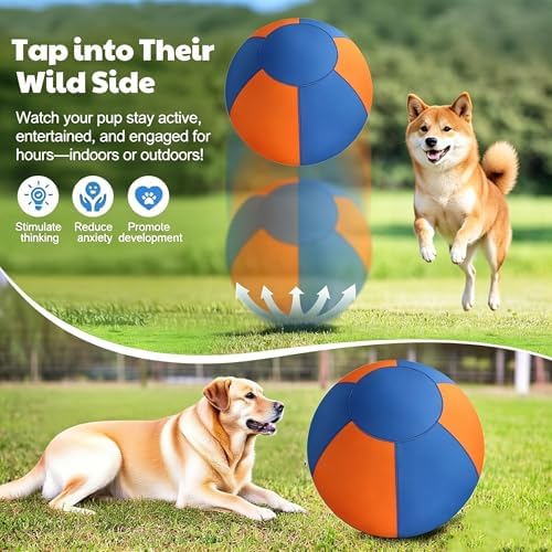 Sheepdog Herding Ball 10/18/22/25 Inch, Heavy-Duty Double-Layer Anti-Burst Tear-Resistant Interactive Dog Toy with Air Pump Washable Cover for Indoor Outdoor Play (Blue + Orange, 22)