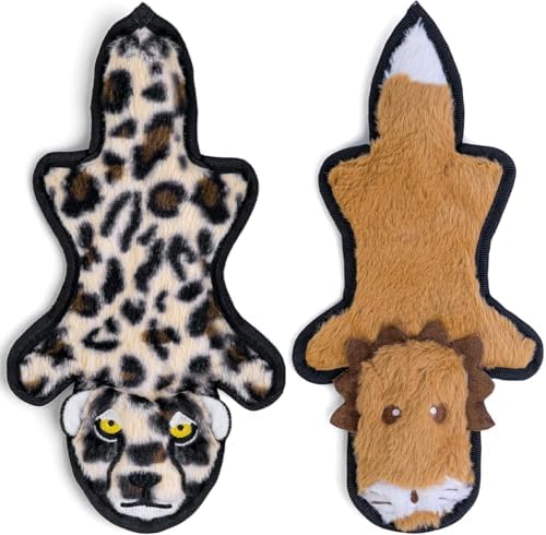 SHARLOVY No Stuffing Dog Toys Crinkle Squeaky, Long Lasting Chews for Aggressive, Durable Plush Dog Puppy Chew Toys for Teething, with 6 Tough Layers for Small Medium Large Breed-2 Pack,Small