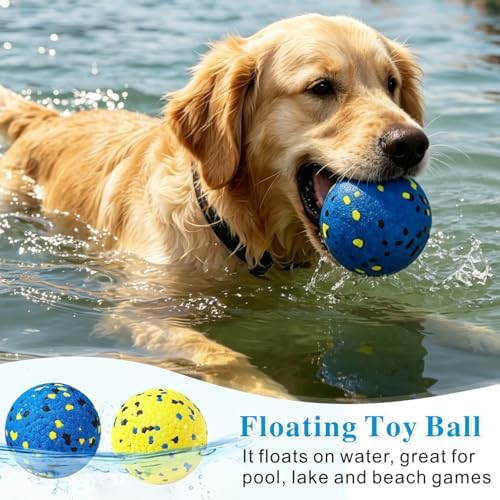 Idepet Dog Toy Ball Tennis Balls for Aggressive Chewers,Nontoxic Bite Resistant Toys ETPU High-Bounce Floating Fetch Toys for Teething for Small Medium Dogs (Bluegreen&BlueYellow, 4 Balls-2.75in)