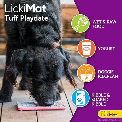 LickiMat Tuff Playdate Slow Feeder Lick Mat for Dogs, Red, Boredom Aid