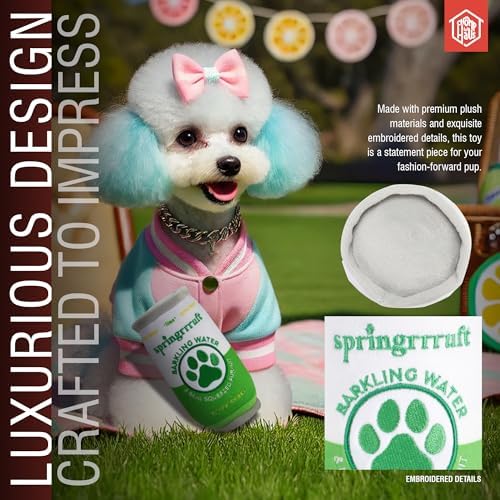 Springrrruft Barkling Water – Luxurious Parody Plush Dog Toy with Squeaker, Premium Fabric, Embroidered Details, Designer-Inspired Chew Toy, Fun Gift for Medium Dogs & Dog Lovers