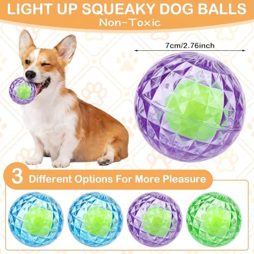 Shappy 4 Pcs 2.76'' Squeaky Dog Balls Diamond Textured TPR Summer Floating Pool Dog Balls Water Interactive Fetch Toy for Aggressive Chewers Chew Teething Pet Toys for Small Medium Dogs Puppy Training