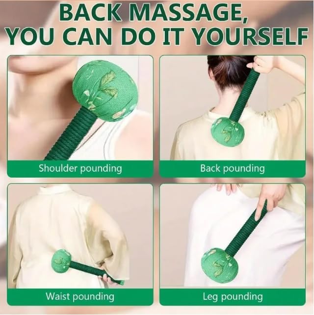 Lymphatic Drainage Massager，Mugwort Massage Hammer Herbal Wormwood Massage Tool Meridian Tapping Stick，Manual Full Body Back Shoulder Neck Relief, Muscle Stress Reduction Wormwood (Hot Pink, 40CM)