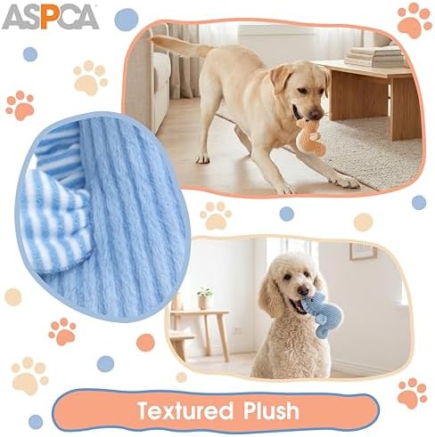 ASPCA 2 Pack Plush Dog Toy with Squeaker for Small & Medium Dogs, Soft Durable Stuffed Pet Toy for Fetch, Tug & Cuddle, Interactive, Lightweight, Engaging Play Toy for Dogs