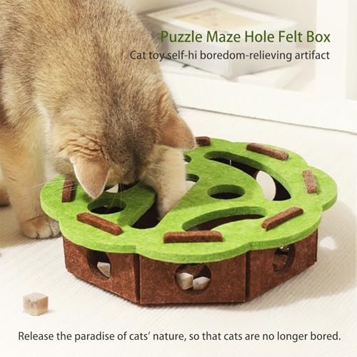 ANIS・KEBBR Interactive Cat Scratch Puzzle Box Felt Maze Enrichment Self Play Toy for Indoor Kittens
