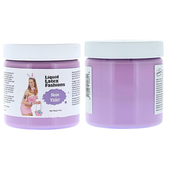 Liquid Latex Fashions- Ammonia Free Neon Violet Makeup Effects Body Costume Creation Paint for Adults and Kids, Ideal for Art and Cosplay, Easy to Peel Off- 4 Oz
