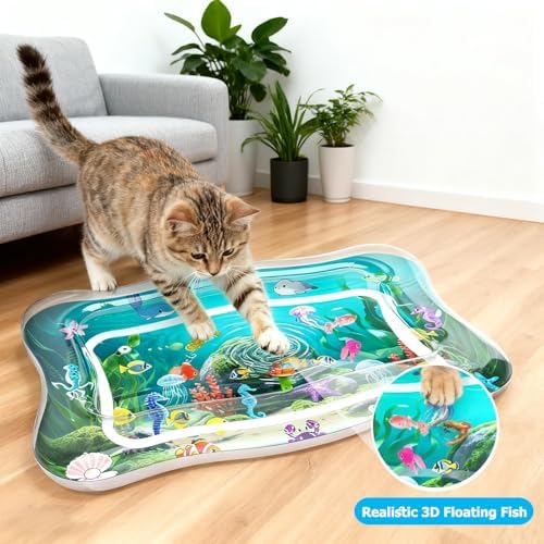Interactive Cat Toys for Indoor Cats Water Mat with Floating Fish