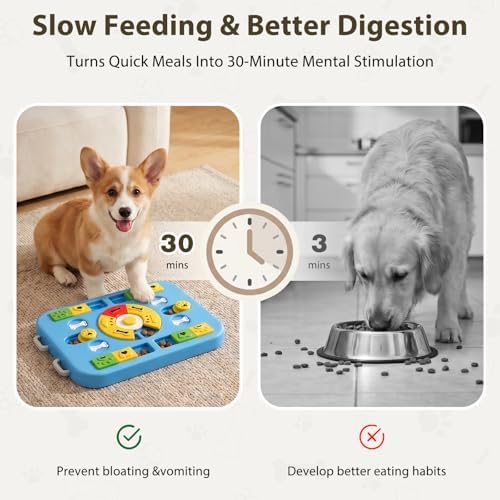 Dog Puzzle Toy, Treat Dispensing Dog Enrichment Toys, Blue