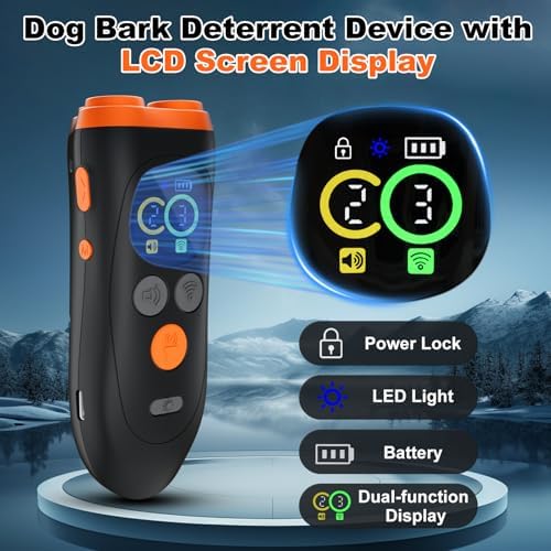 Dog Bark Deterrent Device,3X Ultrasonic Anti Barking Device for Dogs with Color LCD Screen,7 Modes 35FT Range Bark Control Indoor Outdoor Correct Bad Behavior,Safe&Humane Dog Training