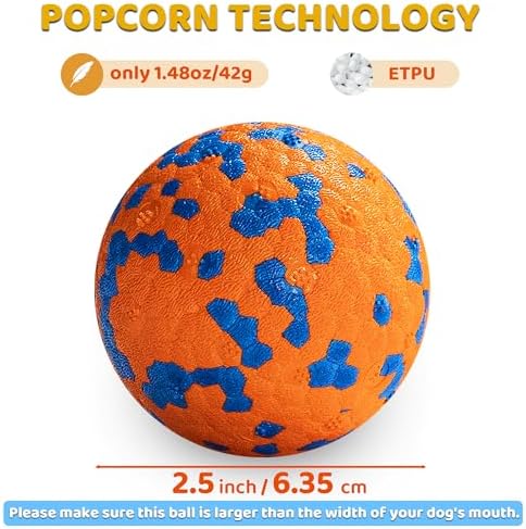 Dog Balls, Indestructible Dog Toy Ball for Aggressive Chewers, Durable High Elasticity Interactive Ball for Training Dog Catch and Fetch, Large Medium Small Dog and Puppies(Orange, 2.5in, 2pcs)