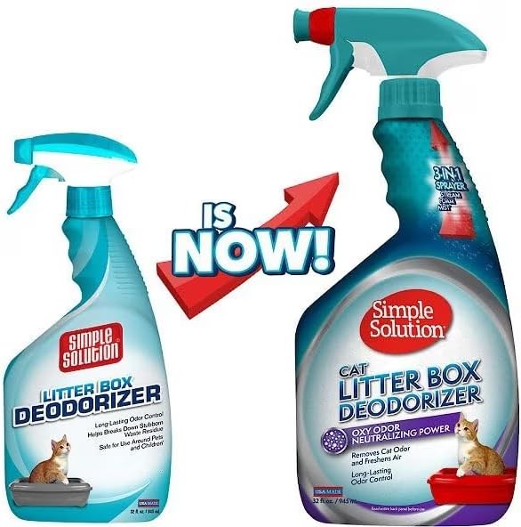 Simple Solution Cat Litter Deodorizer, Litter Box Odor Eliminator, 32oz | Cat Urine Remover, Pet Odor Eliminator, Litter Box Deodorizer, Pee Cleaner, Kitten Supplies, Strong Odor Control, Home Care