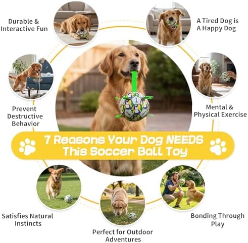 Dog Soccer Ball with Straps, 6 Inch for Small and Medium Dogs, B
