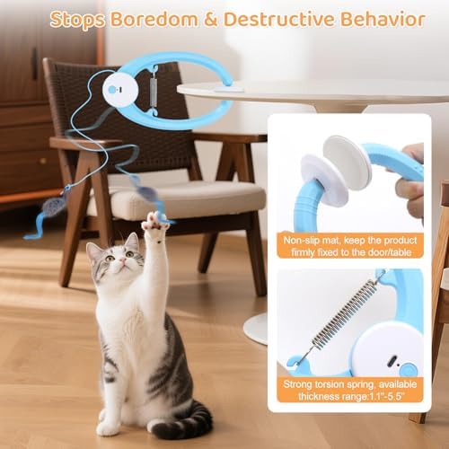 Automatic Interactive Cat Toys for Indoor Cats Hanging Cat Toy, Blue