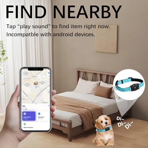 Tracking Collar for Dogs Waterproof Adjustable Air Tag Dog Collar Holder, Comfortable Dog Collars for Small Medium Large Dogs (SkyBlue, L)