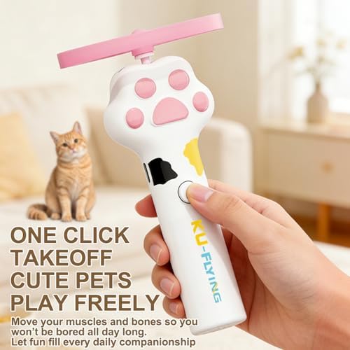 Cat Disc Launcher Toy, Rechargeable LED Flying Spinner Fetch Interactive