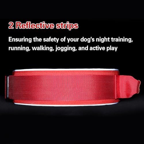 2" Tactical Dog Collar with Airtag Holder & Handle for Medium Dogs (Red)