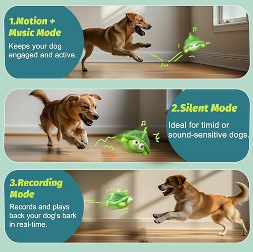 GUKCO Interactive Moving Dog Toys to Keep Dogs Engaged (Turtle) | Plush Toy with Bouncing Ball, Music & Recording | Rechargeable Self-Play Toy for Small, Medium & Large Dogs