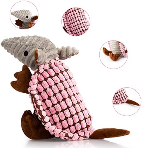 Hollypet Armadillo Squeaky Puppy Dog Toys for Small Medium Dogs, 8"