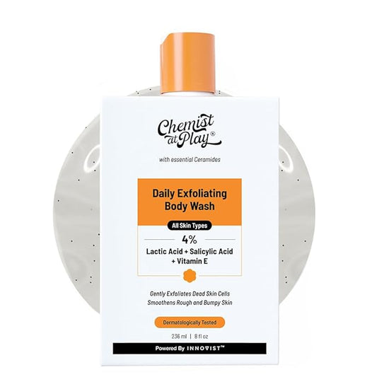 Chemist at Play Body Wash Exfoliating For Dry Rough Bumpy Strawberry Skin With 1% Salicylic Acid 2% Lactic Acid And Ceramides For Men And Women 7.9 Fl oz