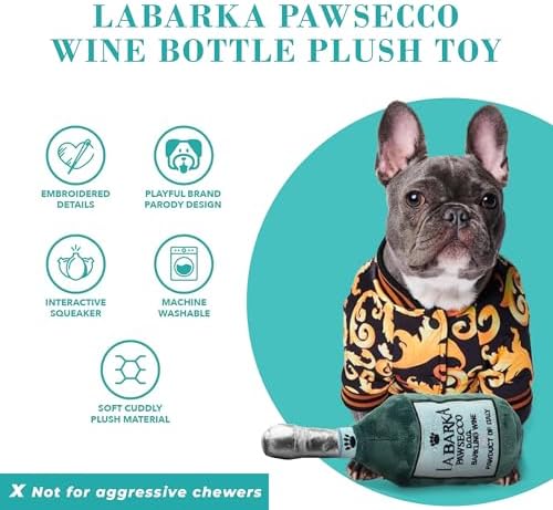 Haute Diggity Dog LaBarka Pawsecco Plush Dog Toy, Wine Parody Chew Toys