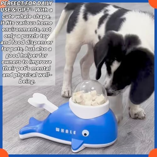 Treat Toys for Dogs, Interactive Puzzle Games Whale Shaped, Cognitive Dog Toys Food Dispenser, for Cat Kitten Puppy Aggressive Chewers, Pet Indoor Training Boredom Exercise