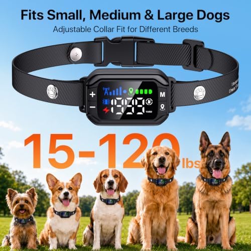 GPS Wireless Dog Fence System, Electric Fence for Dogs, 3 Training Modes | IPX7 Waterproof Training Collar, Adjustable Range, Run-Away Prevention, Yard Pet Containment for Small Medium Large Dogs