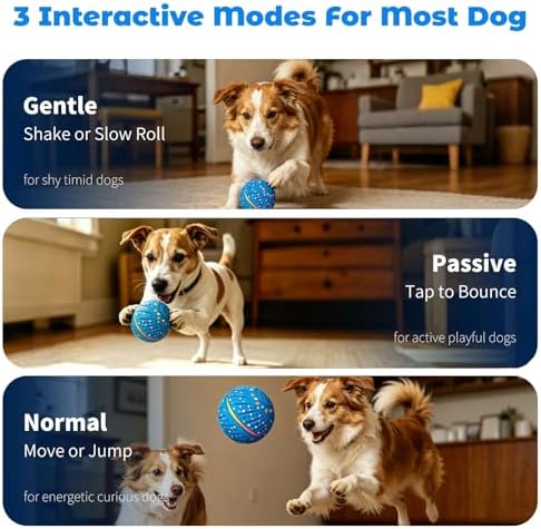 Smart Interactive Dog Toys Ball-Automatic Bouncing,3 Play Modes,E-TPU Material&Bite-Resistant,IP54 Waterproof，Automatic Rolling Balls Toy with Colorful Lights for Small Medium Dogs to Keep Them Busy