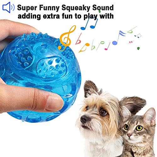 ACEONE Dog Squeaky Ball, Pet Squeak Chew Bouncy Rubber Toy Balls for Small Large Dogs Indestructible Exercise Training Playing