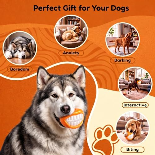 Squeaky Dog Chew Toys, Interactive Tough Indestructible Dog Toys for Aggressive Chewers, Medium to Large Dogs, Indoor & Outdoor Use