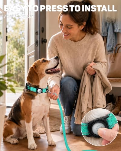 Padded Dog Collar with Waterproof Holder Compatible with Airtag