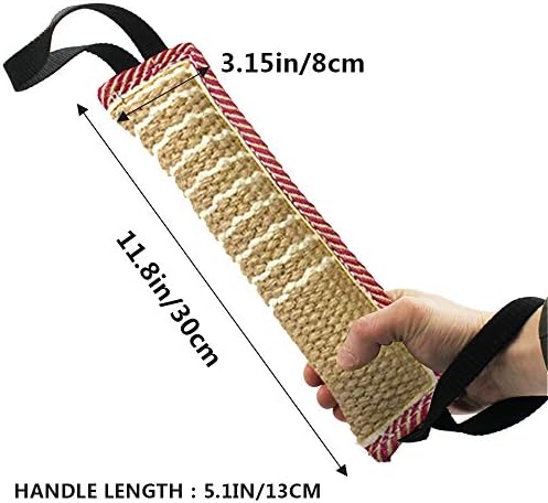 ToLanbbt Dog Tug Toy, Dog Bite Jute Pillow Pull Toy with 2 Strong Handles, Perfect for Tug of War, Puppy Training Interactive Play, Bite Training Toys for Medium to Large Dogs (Pink Yellow)