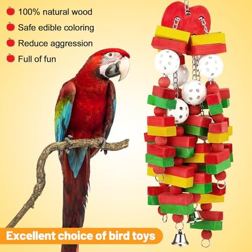 GPY Bird Toys for Parakeets, 22in Multi-Color Large Bird Toys for Parrots