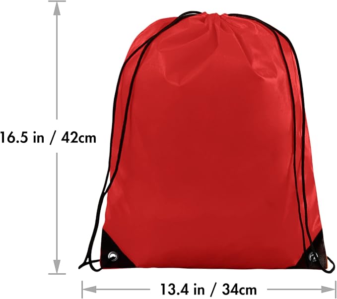 IKAYAS 6Pcs Drawstring Bags Bulk Red Drawstring Backpack, String Backpack Cinch Sack Sport Gym Backpack Bags for Yoga Traviling Outdoor Sports